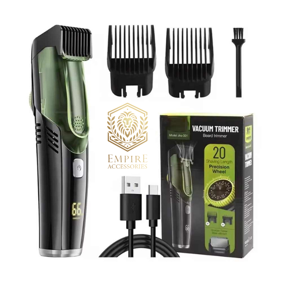 Empire Accessories High-Power Vacuum Hair Trimmer with Integrated Suction – Cordless, USB Rechargeable, Low Noise & Easy Clean Design