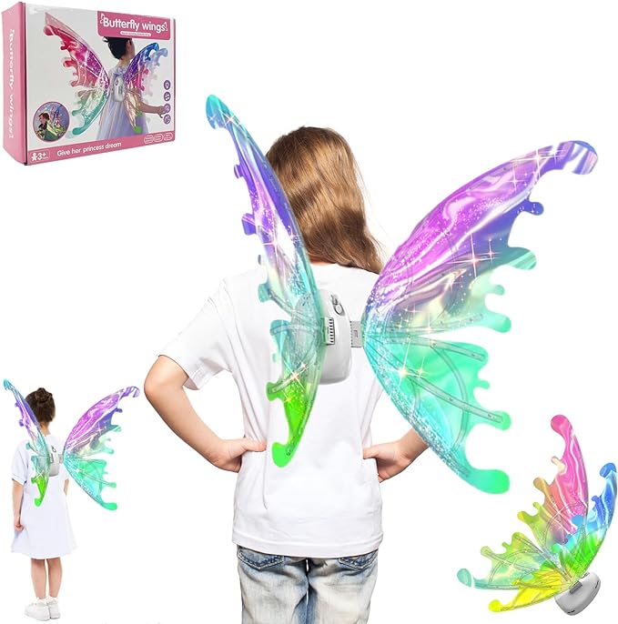 Fairy Wings for Girls,Sparkling Glowing Wings with LED Lights,Electric Butterfly-Wings for Women,Perfect Fairy Costume and Party Decoration