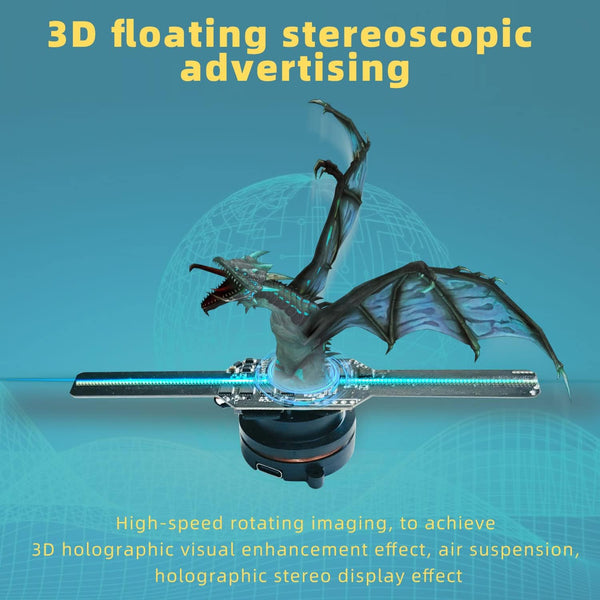 Holographic Fan 42cm Diameters Hologram Fan with 224 Led Lamps 3D Hologram Projector 450x224 Resolution Holographic Led Fan Display Support for Windows XP/7/8/10/Android Advertising Display