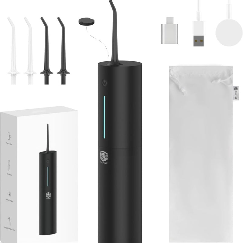 Empire Accessories Travel Water Flosser Oral Cleaner with 300ML Large Capacity and Powerful USB Rechargeable Battery