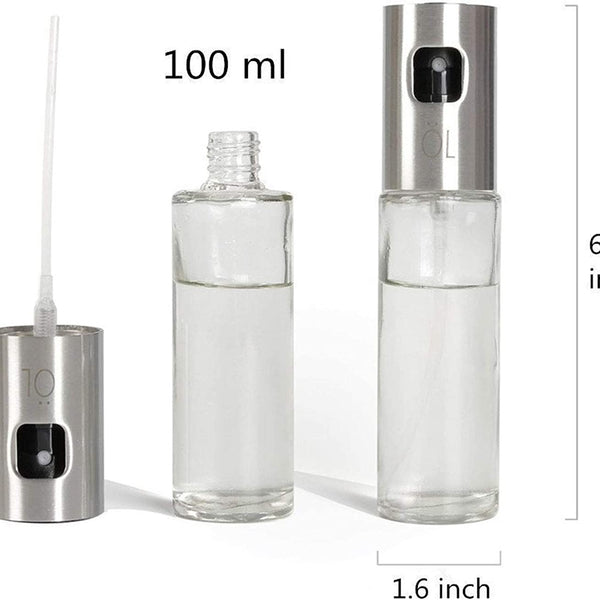 Olive Oil Sprayer Dispenser for cooking, Food-grade Glass Oil Spray Transparent Vinegar Bottle Oil Dispenser 100ml for BBQ/Making Salad /Baking /Roasting /Grilling /Frying Kitchen
