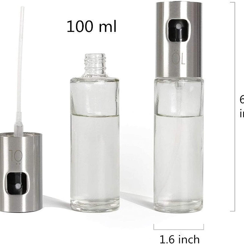 Olive Oil Sprayer Dispenser for cooking, Food-grade Glass Oil Spray Transparent Vinegar Bottle Oil Dispenser 100ml for BBQ/Making Salad /Baking /Roasting /Grilling /Frying Kitchen